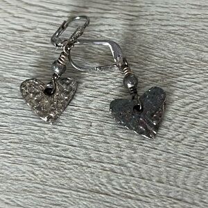 Vintage Silver Stamped 925 Heart Earrings
